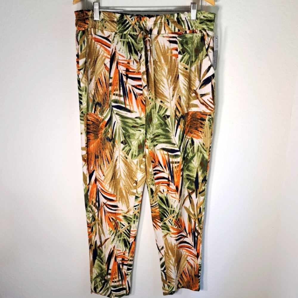 Soho NEW Women’s Pants Tropical Print Large slip On Elastic Waist Pockets Ankle